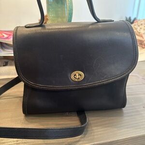 VTG Coach Manor Top Handle Turn Lock Satchel Bag 9977 navy